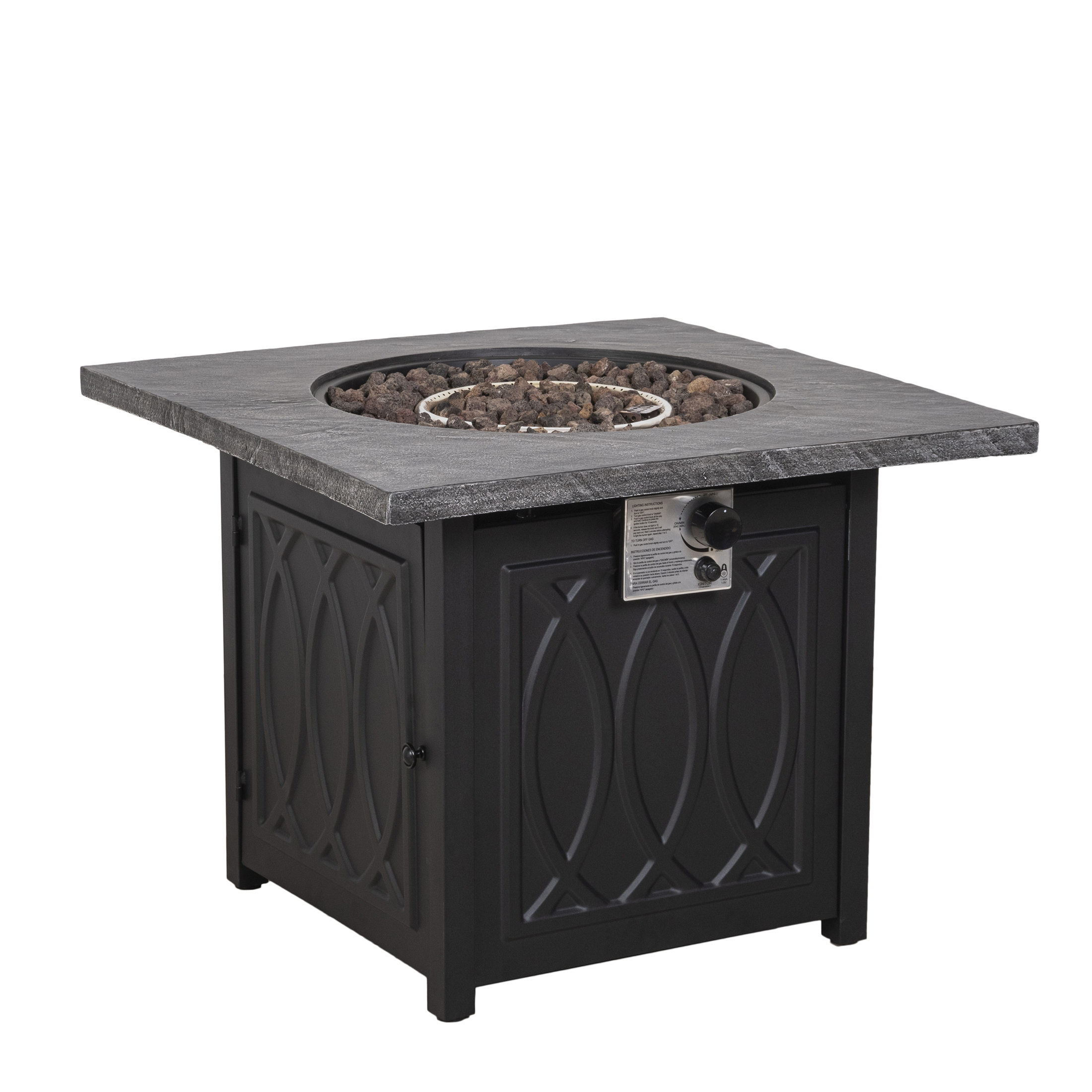35'' Outdoor 50,000BTU Auto-Ignition Propane Gas Fire Table with Waterproof Cover for Patio Courtyard Balcony